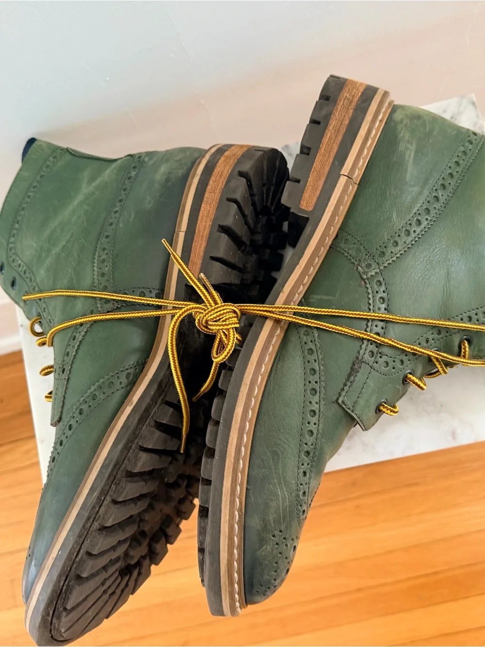 Mens Aldo Mr B Green!! Wingtip Lace-Up Boots